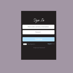 Login user interface. Sign in web element template window. Sigining in media social.