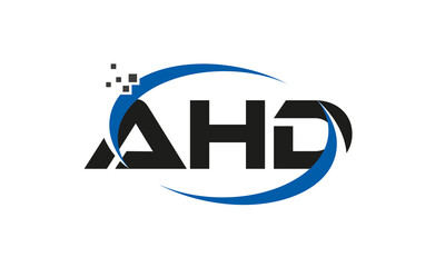 dots or points letter AHD technology logo designs concept vector Template Element