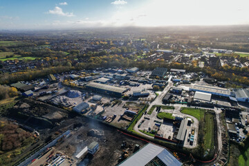 aerial view of an industrial estate in Northern England, UK.