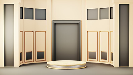 3D rendering of blank product background for backdrop fashion and cream cosmetics decorations. Modern blank podium background for luxury product.