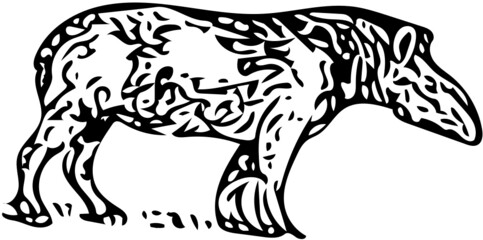American Tapir vector illustration in black and white