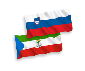 Flags of Slovenia and Republic of Equatorial Guinea on a white background