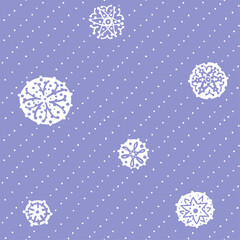 Seamless pattern with snowflakes. White lace snowflakes on a blue background