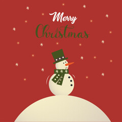 Snowman on a red background