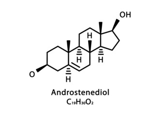 Androstenediol molecular structure. Androstenediol skeletal chemical formula. Chemical molecular formula vector illustration