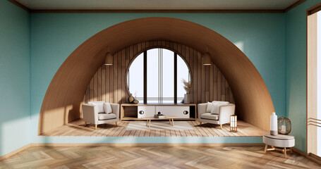 Mint Living Room Interior Design. 3D rendering