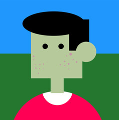 acne illness pimples on man face illustration