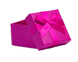 Pink gift box christmas opened isolated on the white background