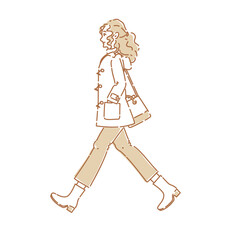 歩く女性　全身横向き