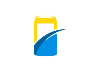 Blue and yellow Soft drink cans with swoosh inside