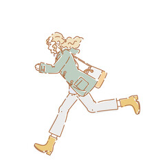 走る女性　全身横向き