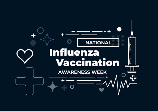 National Influenza Vaccination Week. Illustration on dark blue