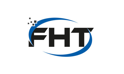 dots or points letter FHT technology logo designs concept vector Template Element