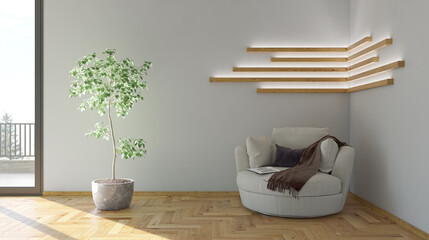 Illustration 3D rendering large luxury modern bright interiors Living room mockup computer digitally generated image