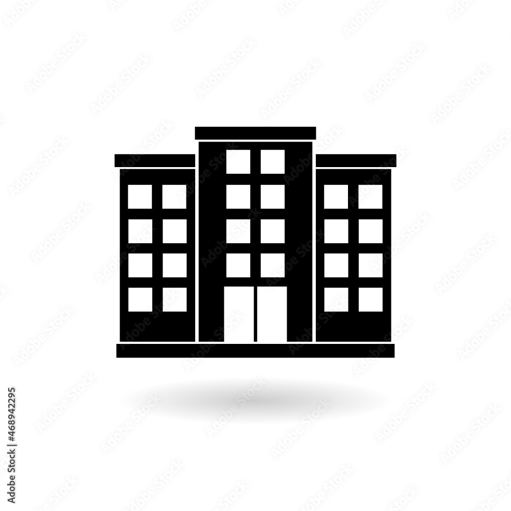 Poster building icon with shadow isolated on white background