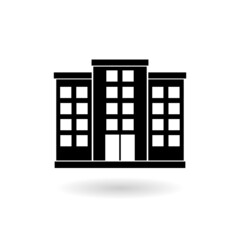 Building icon with shadow isolated on white background