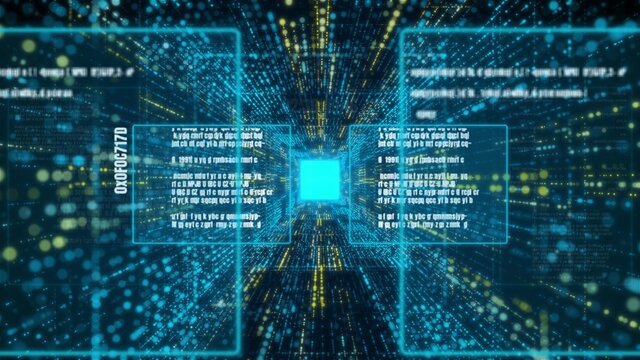 Visionary programming and coding of future software . 3D rendering computer graphic .