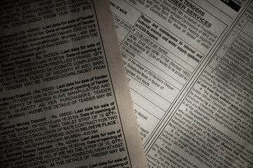 The text printed in the newspaper in a large plan.