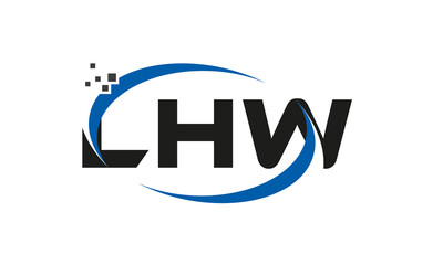 dots or points letter LHW technology logo designs concept vector Template Element