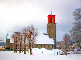 Church in Volda in Norway during wintertime