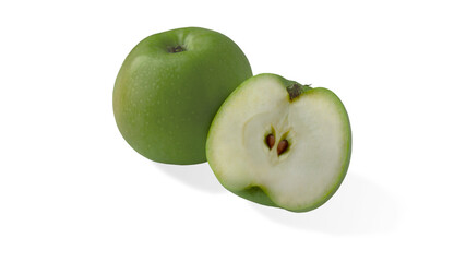 Green apples on a white background