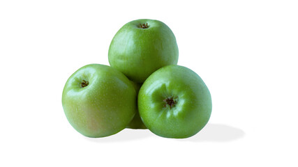 Green apples on a white background