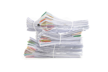 Stack of Documents isolated on white background.