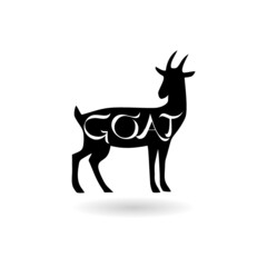 Goat word icon with shadow