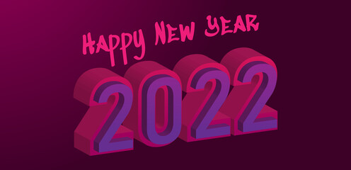 3D Lettering Happy New Year 2022 vector.