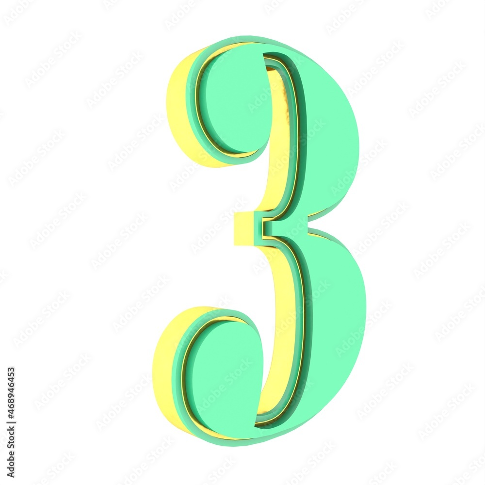 Poster volumetric green 3d number 