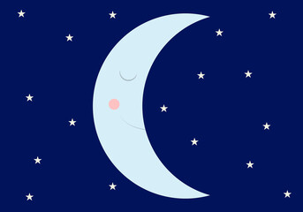 Obraz na płótnie Canvas Fondo de noche con luna dormida.