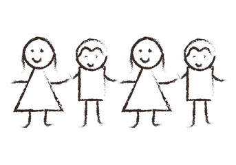 Dibujos de ni&ntilde;os y ni&ntilde;as dados de la mano.