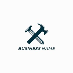 design logo combine letter X and hammer and nail