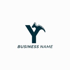 design logo combine letter Y and hammer