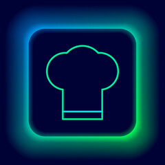 Glowing neon line Chef hat icon isolated on black background. Cooking symbol. Cooks hat. Colorful outline concept. Vector