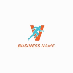 logo design creative letter V and run