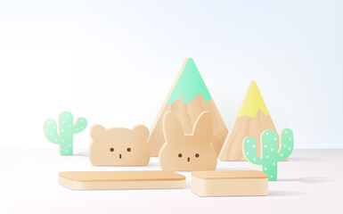 Abstract scene pastel color with geometry shape podium background