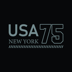 USA t shirt design, cutting, 75, 1975, new york, orange 