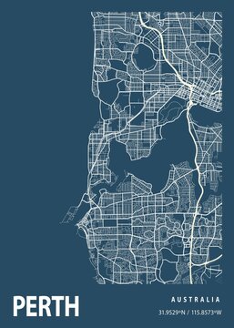 Perth - Australia Blueprint City Map
