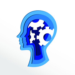 head with gears inside, concept