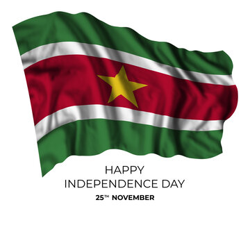 Suriname isolated flag for independence day card