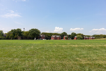 Wide Open Parade Ground on Governors Island with Green Grass during the Summer in New York City