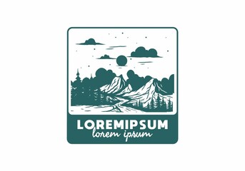 River between mountain cliffs illustration