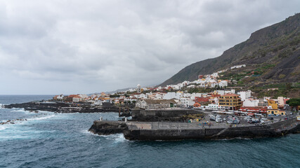 The vew of Garachico town on the northern coast of Tenerife. Canary Islands, Spain. View from observation deck - Mirador del Emigrante.