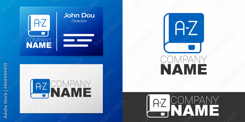 Poster logotype translator book icon isolated on white background. foreign language conversation icons in c