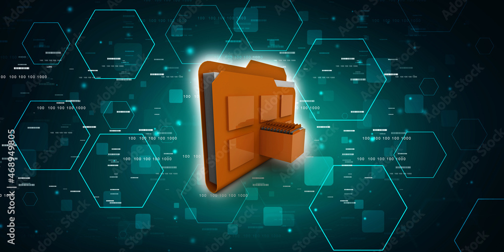 Poster 3d rendering folder with documents