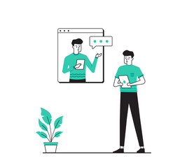 remote meeting flat illustration