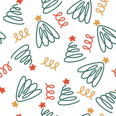 Pattern with abstract Christmas trees