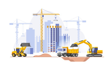 Obraz na płótnie Canvas Construction site, building a house. Real estate business. Vector illustration.