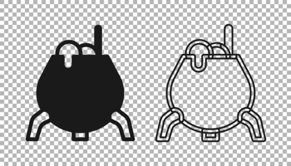 Black Witch cauldron icon isolated on transparent background. Happy Halloween party. Vector